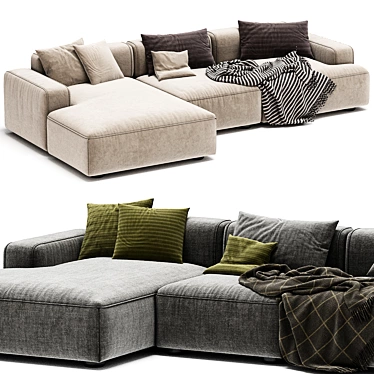 Contemporary 4-Seater Sectional Sofa 3D model image 1 