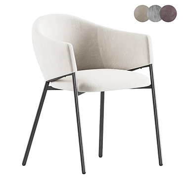 Velvet Beige Eliza Chair Model 3D model image 1 