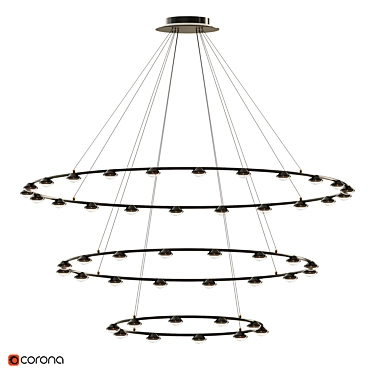 Optical Lens LED Ring Chandelier 3D model image 1 