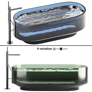  Modern Glass Bathtub 3D Model 3D model image 1 