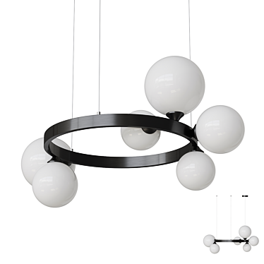 Asymmetric Glass Ring Chandelier 3D model image 1 