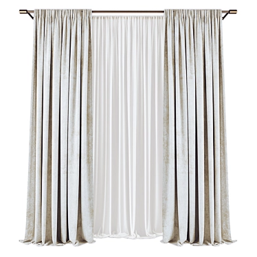 Modern Curtains Set, High Quality 3D model image 1 