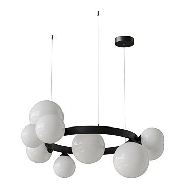 Asymmetric Glass Shade Ring Chandelier 3D model image 1 