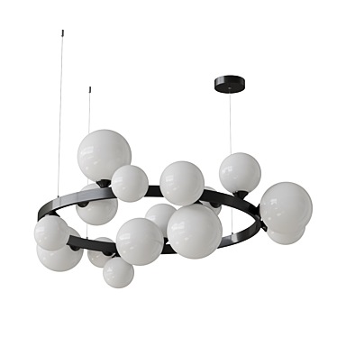 Asymmetric Glass Chandelier, White Shades 3D model image 1 