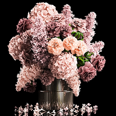 Spring Blossom Collection in Glass Vase 3D model image 1 