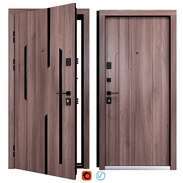 Mirage Metal Entry Door Set 3D model image 1 