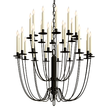 Erika Chandelier Aged Iron 24-Light 3D model image 1 