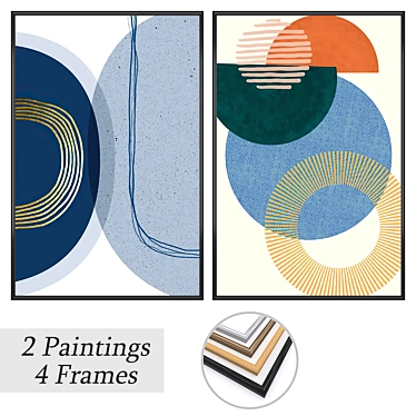 Set of 2 Paintings with Frames 3D model image 1 