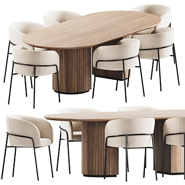 Modern Dining Set 3D Model 3D model image 1 