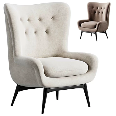 Luxurious Karpen Shearling Wingback Chairs 3D model image 1 