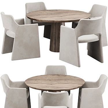 Modern Grey Dining Chair Set 3D model image 1 