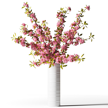 Spring Sakura Branches in White Vase 3D model image 1 