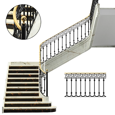 Elegant Neoclassical Spiral Staircase 3 3D model image 1 