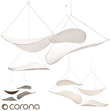 Modern Fabric Suspension Lights Fixture 3D model image 1 