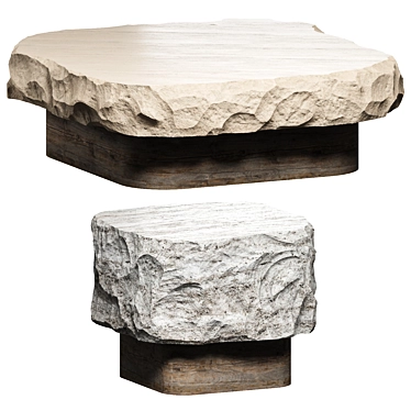 Custom Stone Table Set crafted in Art Studios 3D model image 1 