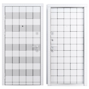 Modern Metal Entry Door Set 3D model image 1 