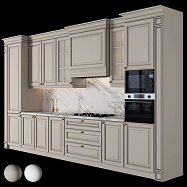 Classic Kitchen 138 Modular Design 3D model image 1 