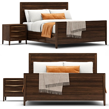 Modern RH Gael Panel Bed 3D model image 1 