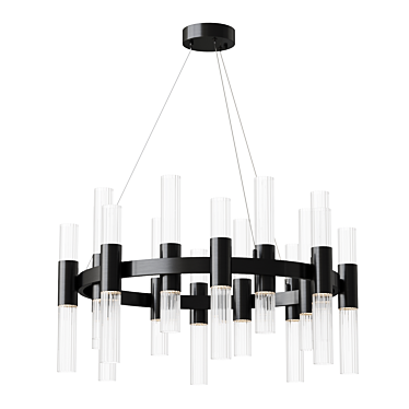 Glass Cylinder LED Pendant Chandelier 3D model image 1 