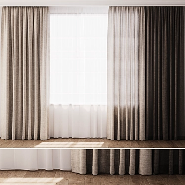 Linen Interior Curtain 3D Model 3D model image 1 