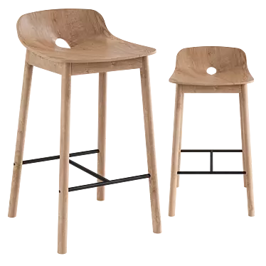 WOUD MONO Counter Chair Oak 3D model image 1 