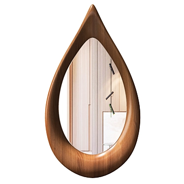 Handcrafted Asymmetrical Wooden Frame Mirror 3D model image 1 