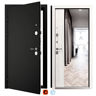 Modern Panorama Metal Entry Door 3D model image 1 