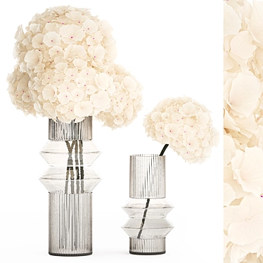 Modern Hydrangea White Flower Bouquet 3D model image 1 