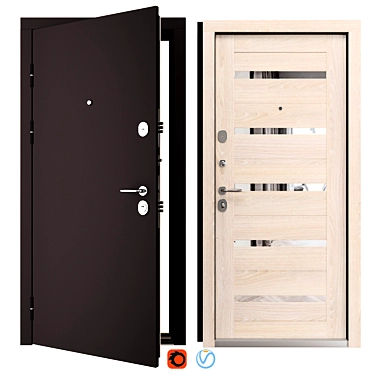 Luxury Metal Door Set, 900x2050mm 3D model image 1 