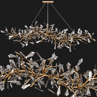 Modern Brass Crystal Chandelier 3D model image 1 