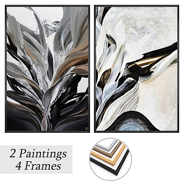 Modern Art Set with Frames 3D model image 1 