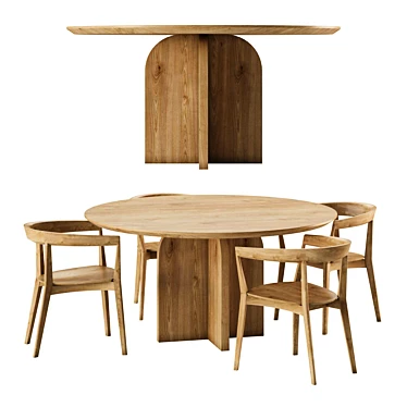 Designer Dining Set: MORIS Table and Carola Chair 3D model image 1 