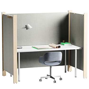 Modern Office Workstation with Partitions 3D model image 1 