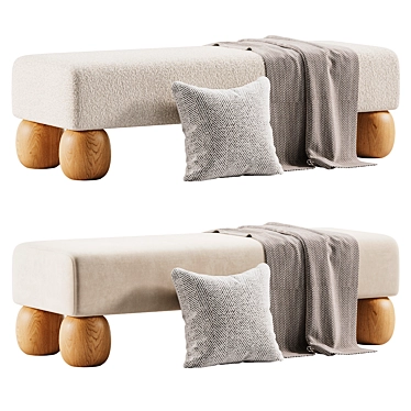 Boucle Bench Seat in Sunlit Solitude 3D model image 1 