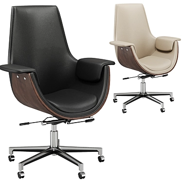  Gray Leather High-Back Office Chair 3D model image 1 