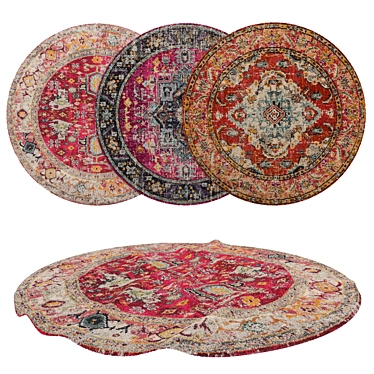 Round Rug Set with Variants 3D model image 1 