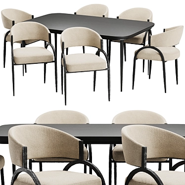 Contemporary Dining Chair & Table 3D model image 1 