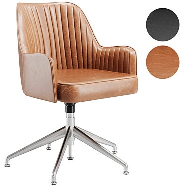 Vintage Brown Leather Swivel Chair 3D model image 1 