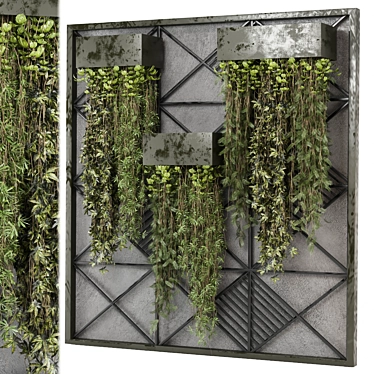 Metal Shelf Set with Hanging Plants 3D model image 1 