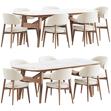 Elegant Dining Set with Hyde Chair and Abrey Table 3D model image 1 