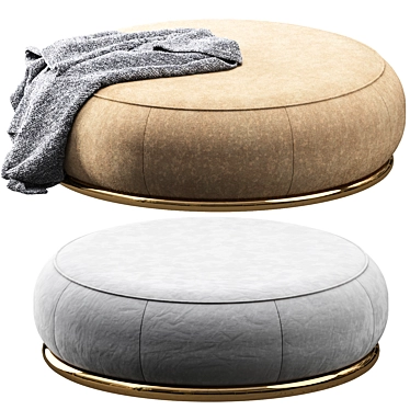 Elegant Round Brown Ottoman 3D model image 1 