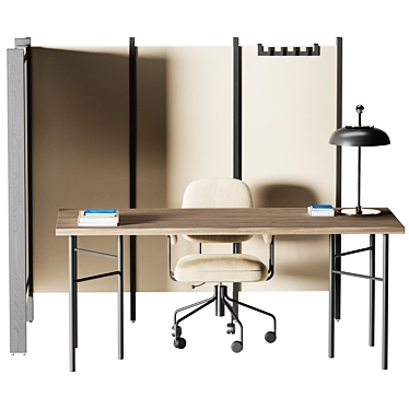 Open Office Workstation with Partitions 3D model image 1 