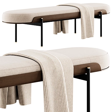 Bonnie Long Bench with Throw 3D model image 1 