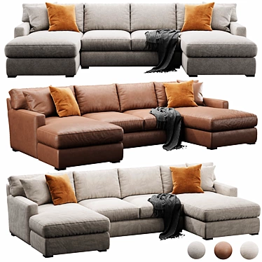 Luxury Axis Sectional Sofa Sets 3D model image 1 