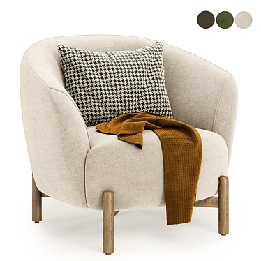 Stylish Kragelund Gran Armchair - 3 Colors 3D model image 1 