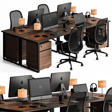 Office Desk and Chair Set 3D model image 1 