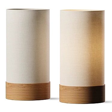 Minimalist Wood and Cotton Lamp 3D model image 1 