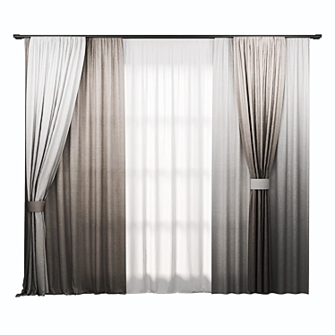 Elegant Curtain Set with 3D Formats 3D model image 1 