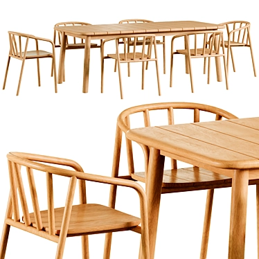 Elegant Turqueta Teak Dining Set 3D model image 1 