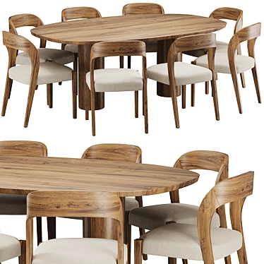 Modern Upholstered Dining Set Furniture 3D model image 1 